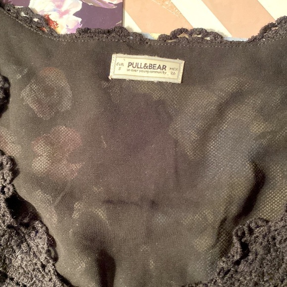 🌷 Pull&Bear 🌷 Rose Crochet Lace Embroidered  Sheer Button Up Babydoll Dress - Picture 10 of 10